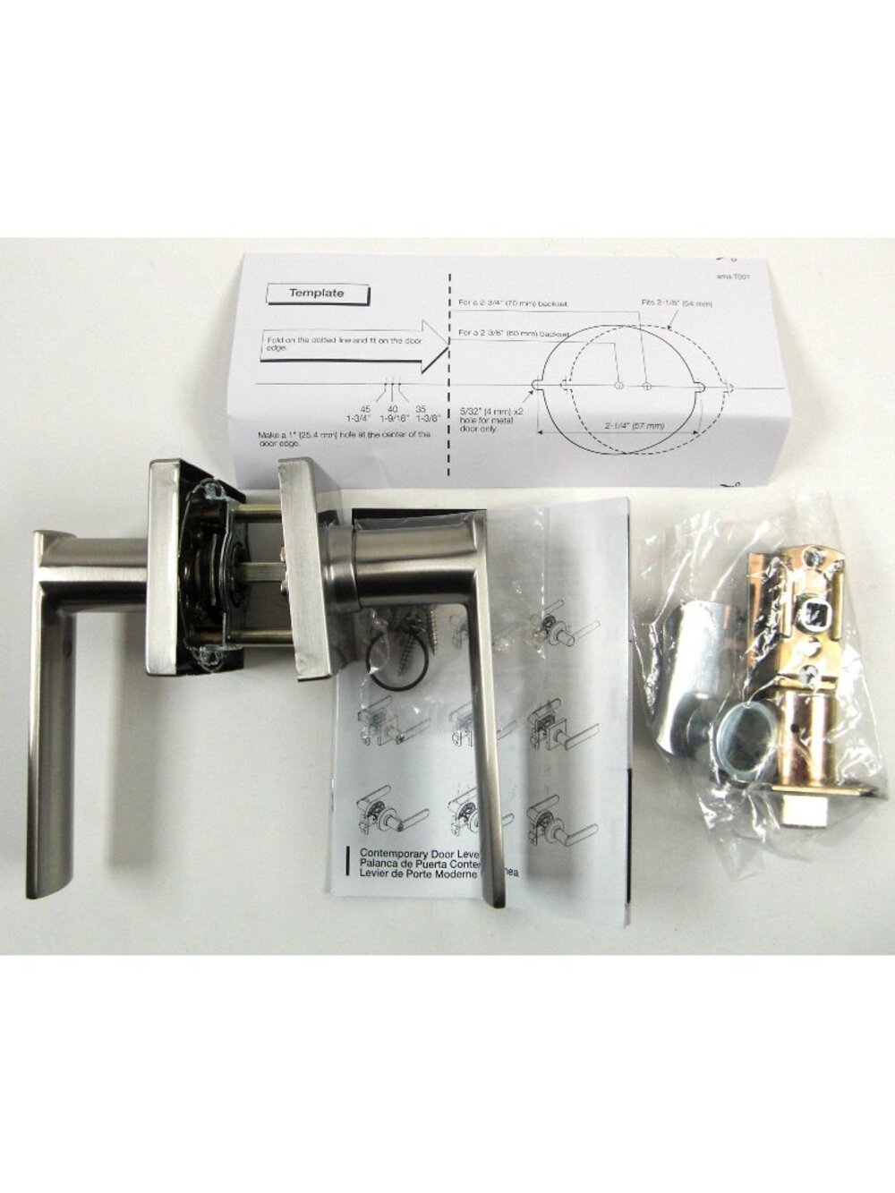 Doorknobs 1-Pack Square Door Lever Door Lock Handle Lockset Keyless New